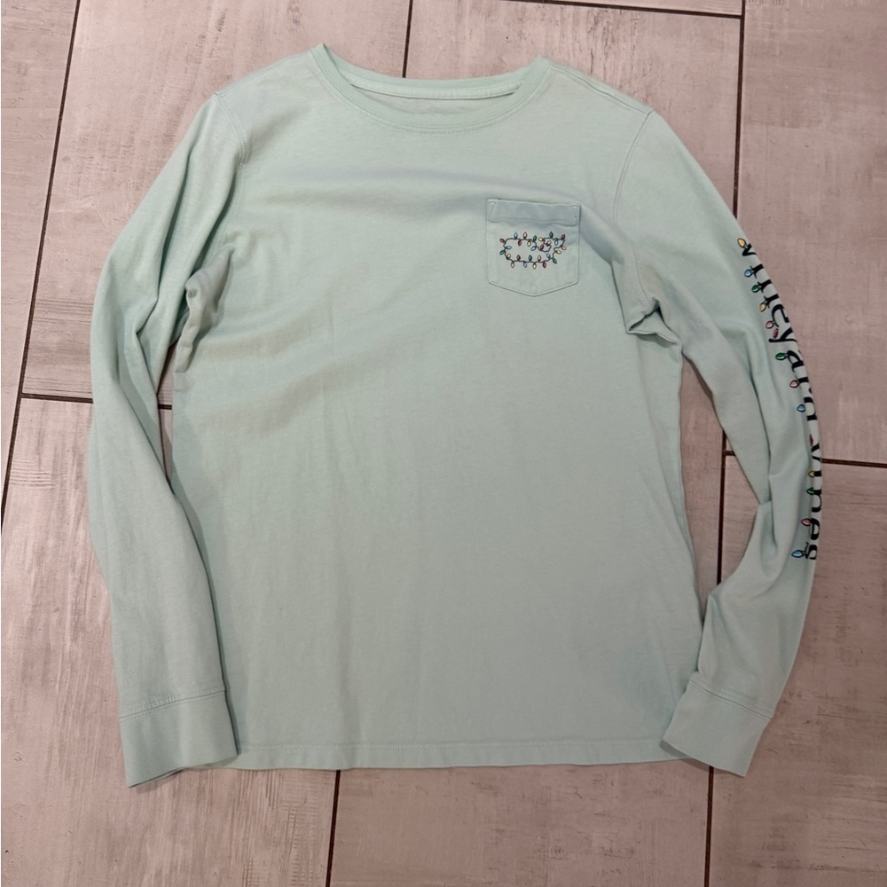 Vineyard Vines Women’s holiday Light Green Cotton Shirt size XS